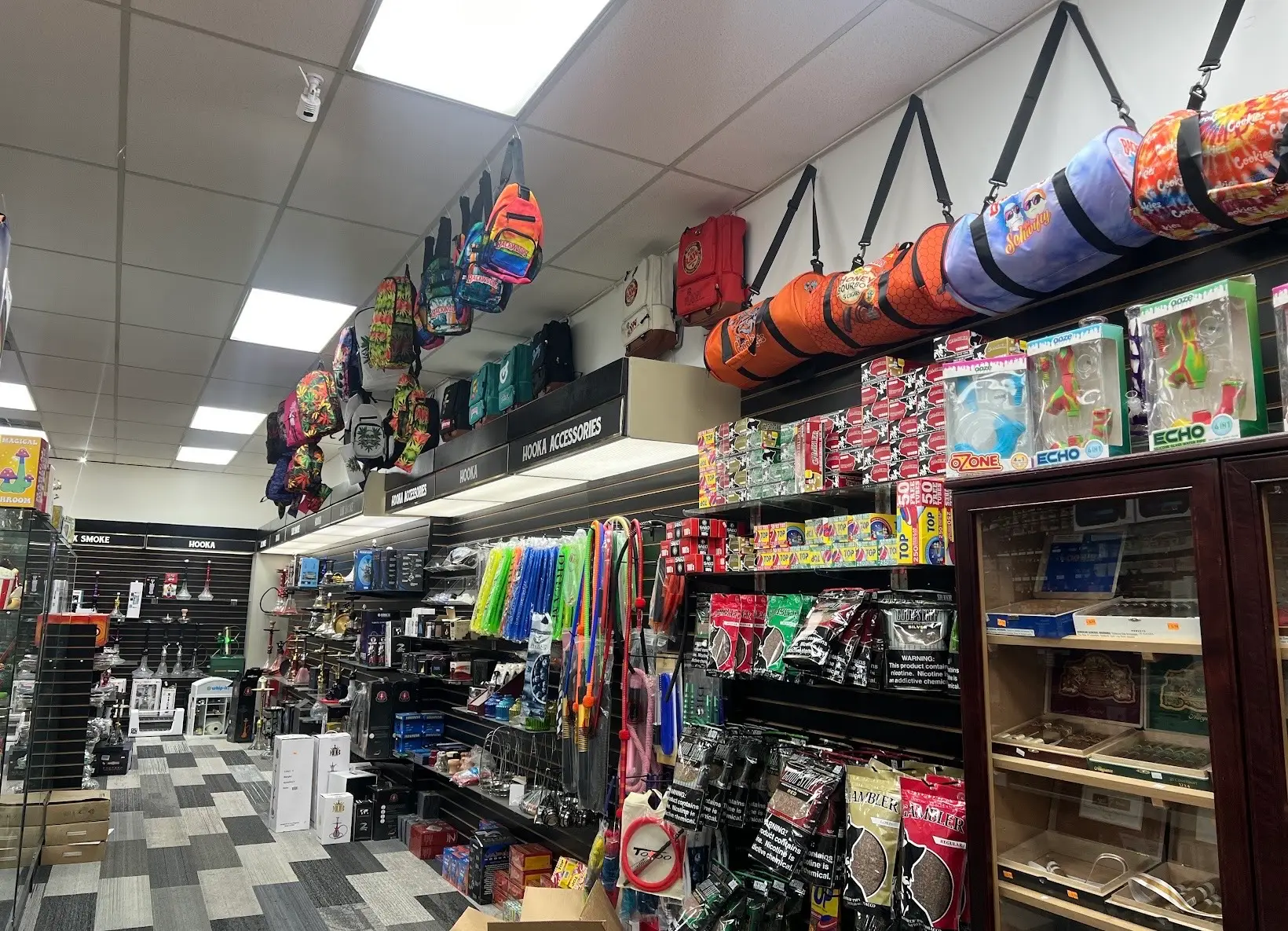 A closer look at products in the Lux Smoke store on North Market Street