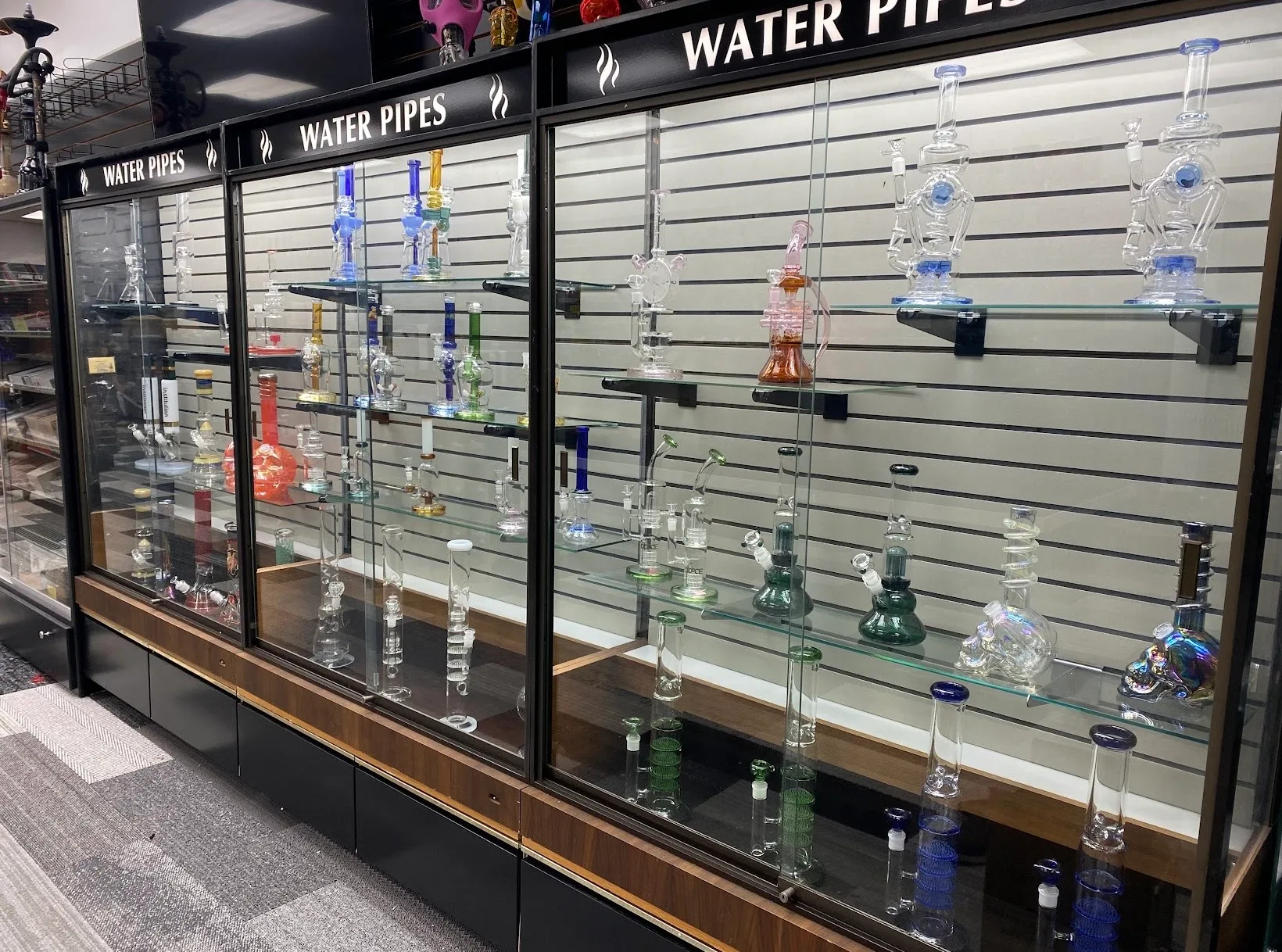 Store interior and product displays at Lux Smoke in Wilmington, Delaware